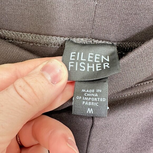 Eileen Fisher Chocolate Grey Pull On Straight Leg‎ Pants Minimalist Size Medium - Picture 4 of 5